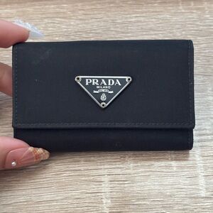 Prada Black Tessuto Nylon Key Holder